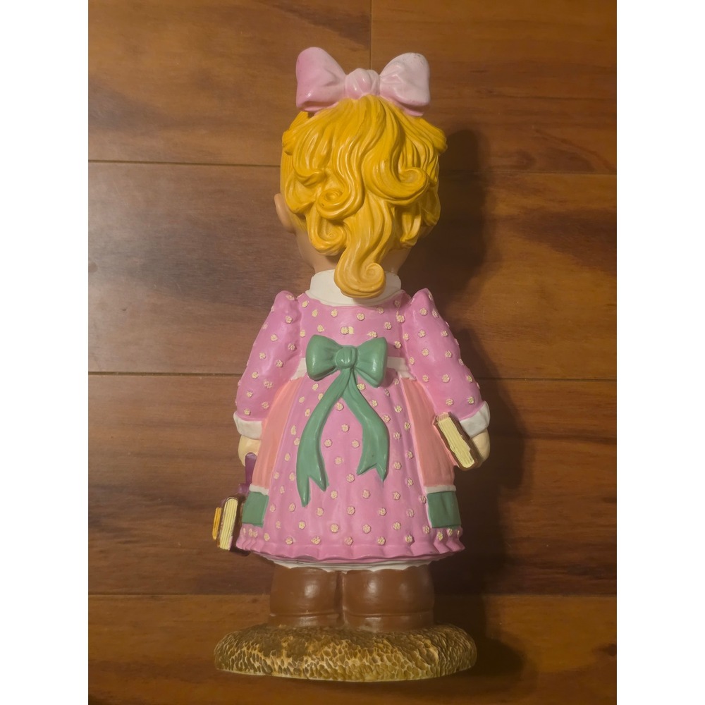 Vintage 1997 Art Line Inc School Girl Blow Mold Figurine Model 4741 Pink Dress - Picture 3 of 6